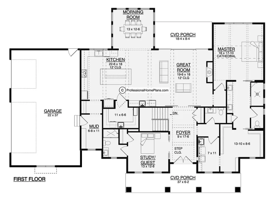 The Siena main level floor plan